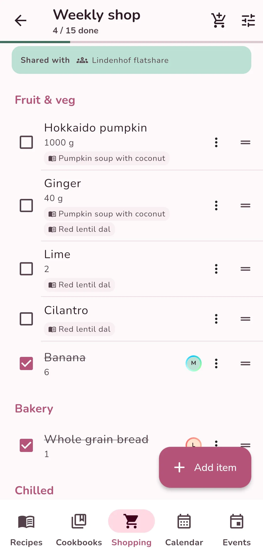 Happi Happi: A shopping list from your recipes