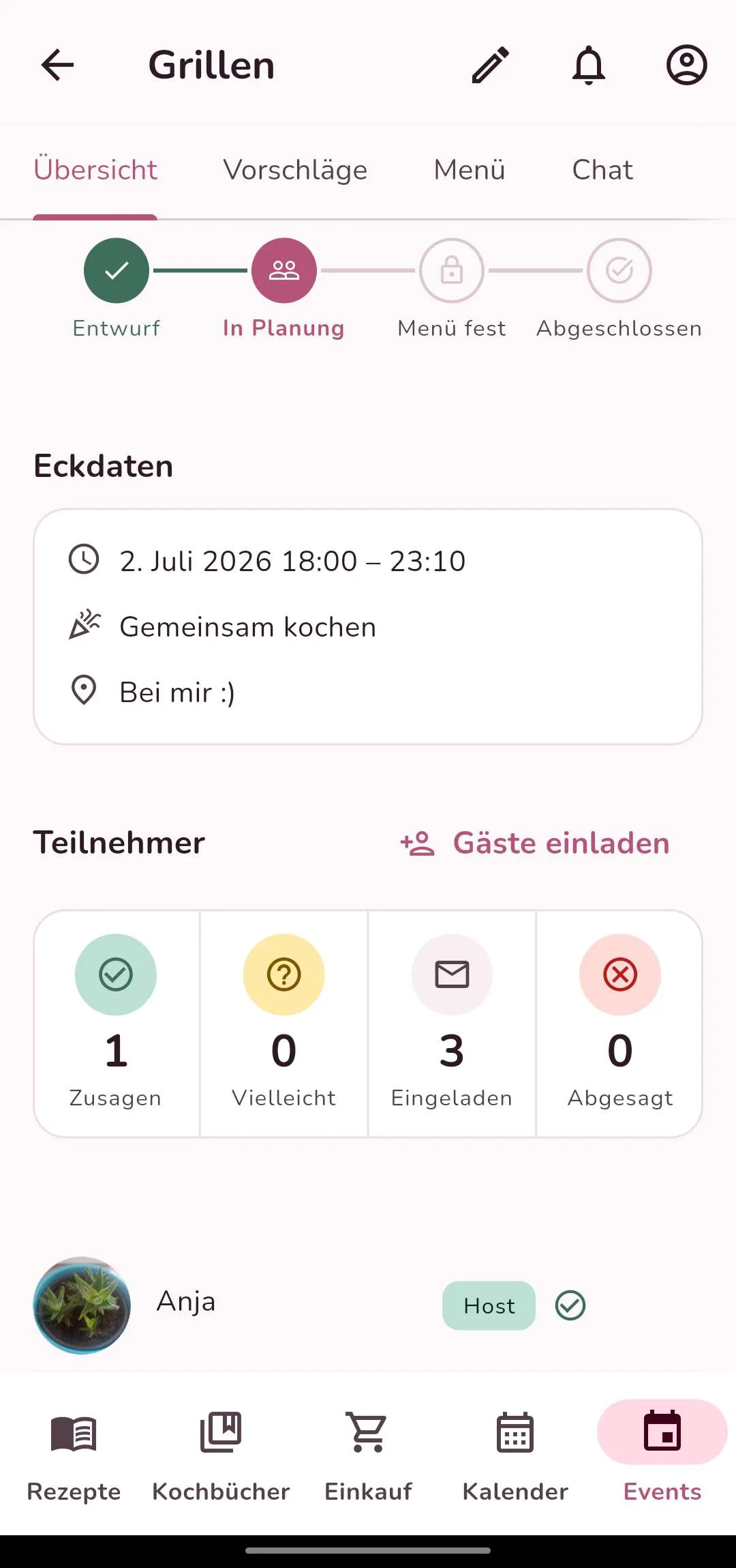 Happi Happi: Koch-Events mit Gästen planen
