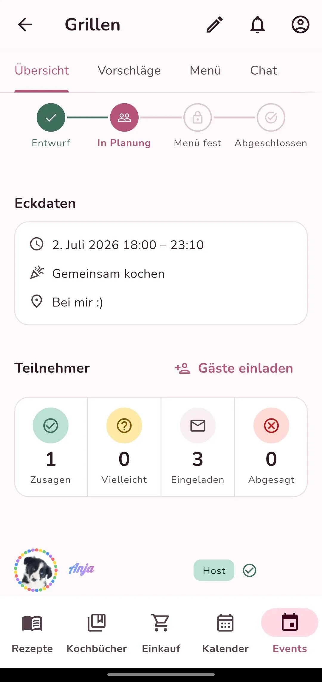 Happi Happi: Koch-Events mit Gästen planen